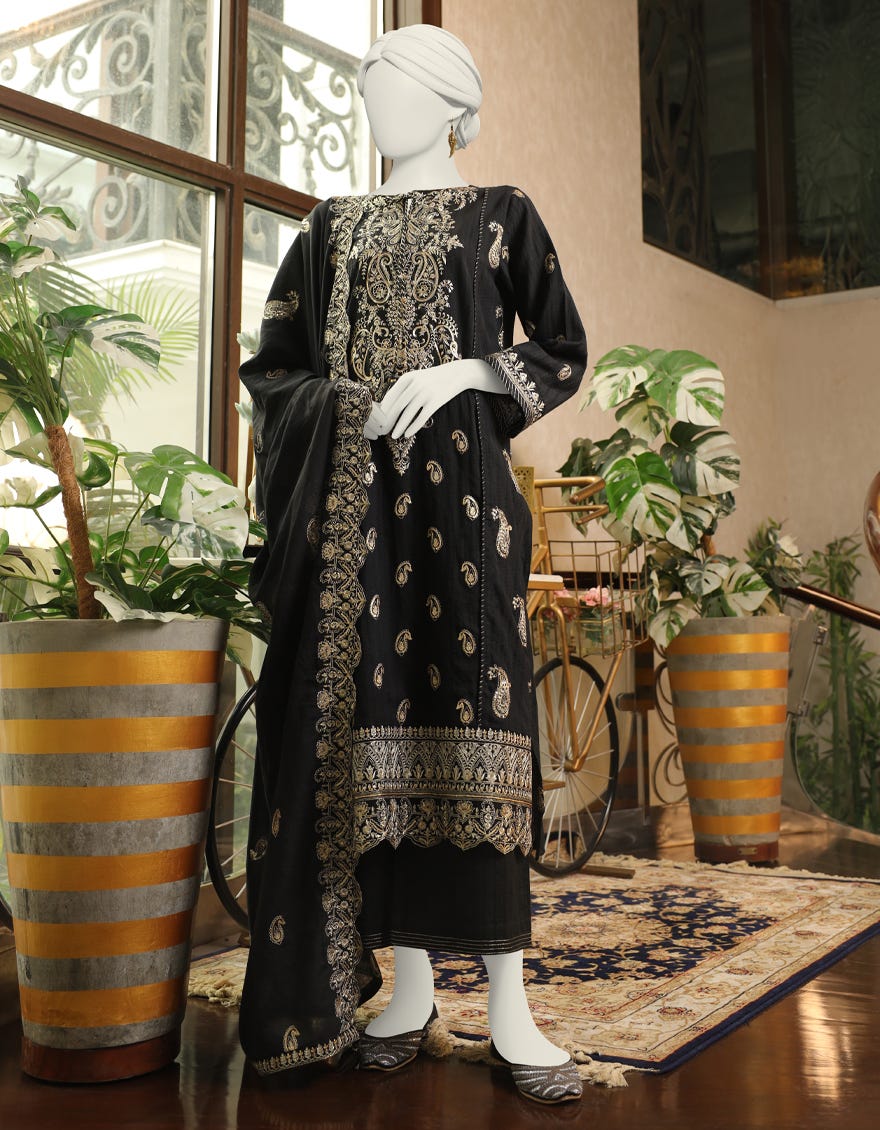 Black Lawn Stitched 3 Piece | Jlawn-S-24-149