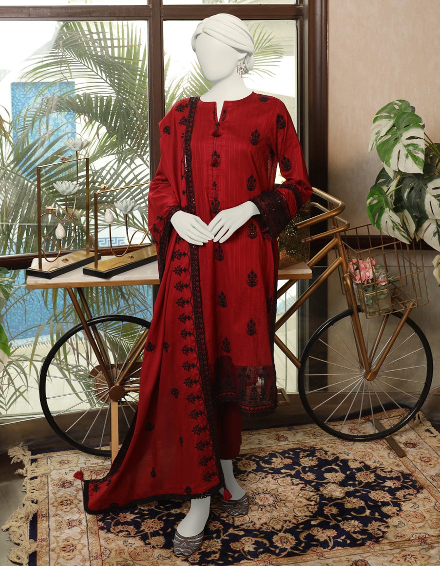 Maroon Doria Unstitched 3 Piece Dress | Jlawn-S-24-150 Grand-04