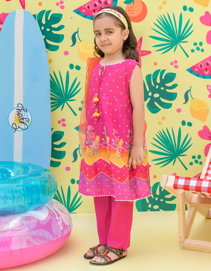Pink Lawn Girls 3 Piece Stitched | Jgkl-S-24-1501