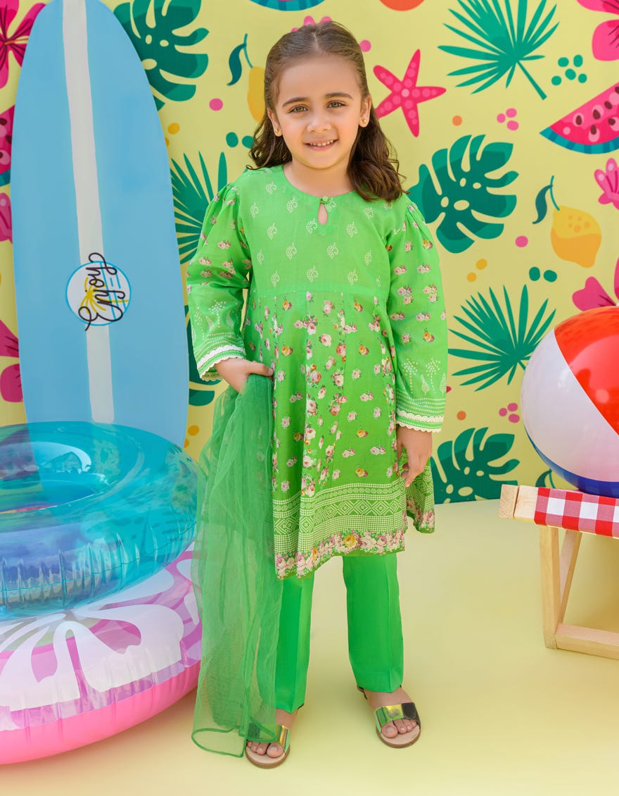Green Lawn Girls 3 Piece Stitched | Jgkl-S-24-1503