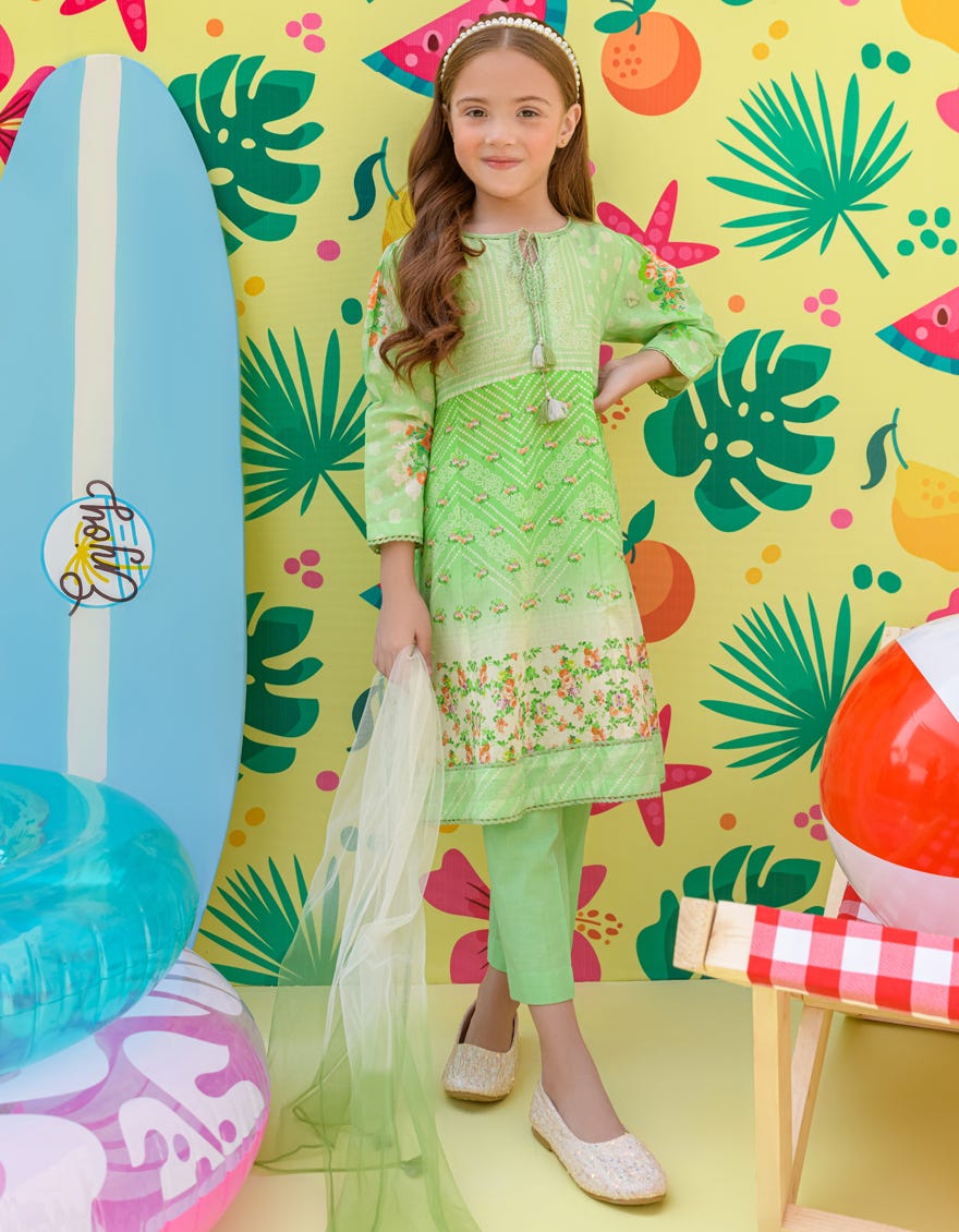 Green Lawn Girls 3 Piece Stitched | Jgkl-S-24-1506