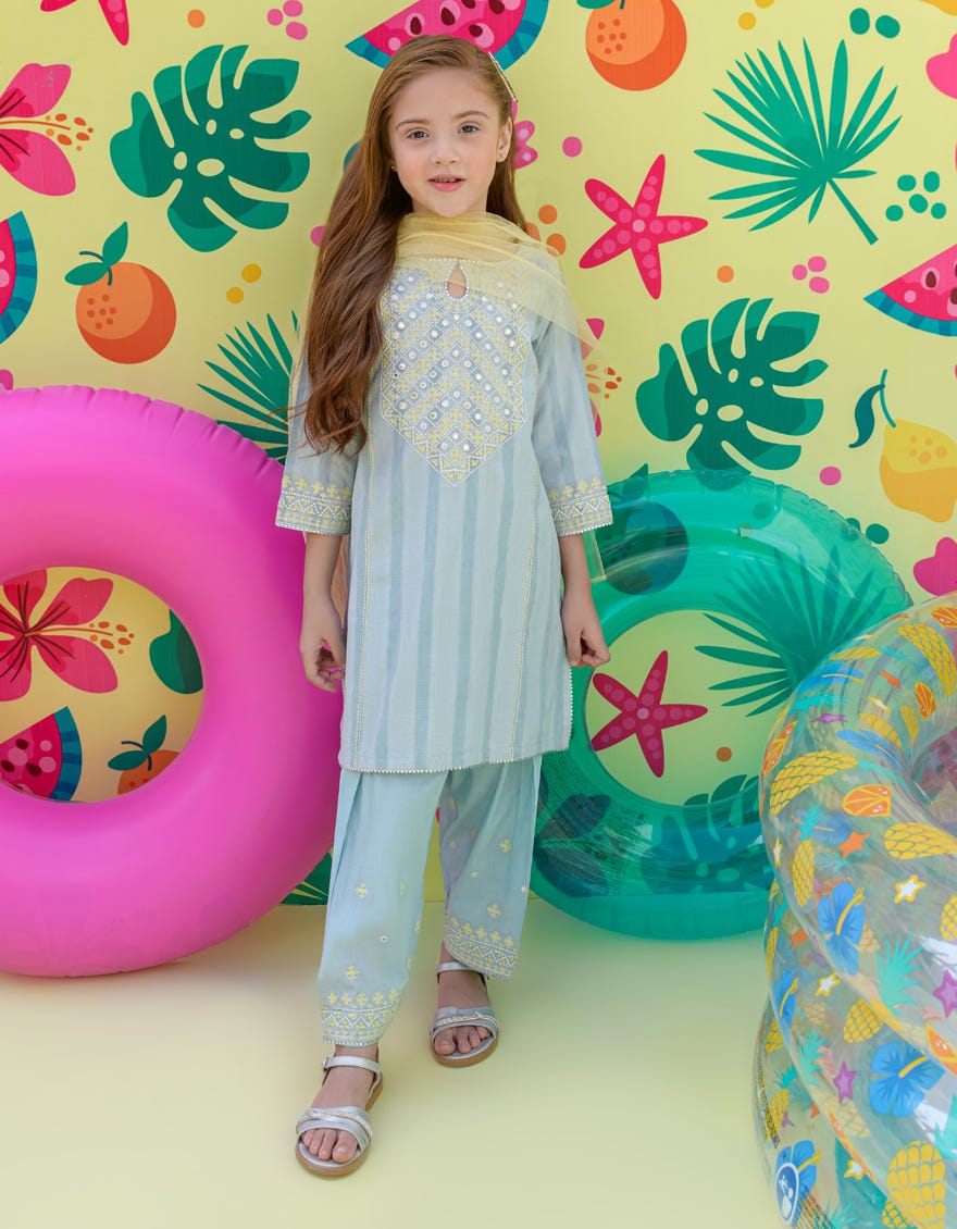 Blue Lawn Girls 3 Piece Stitched | Jgkl-S-24-1512