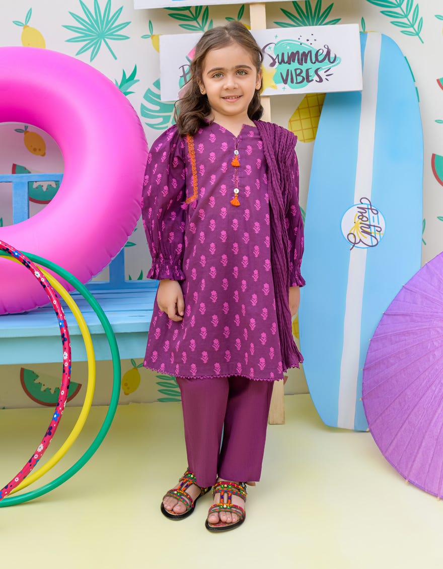 Purple Lawn Girls 3 Piece Stitched | Jgkl-S-24-1513