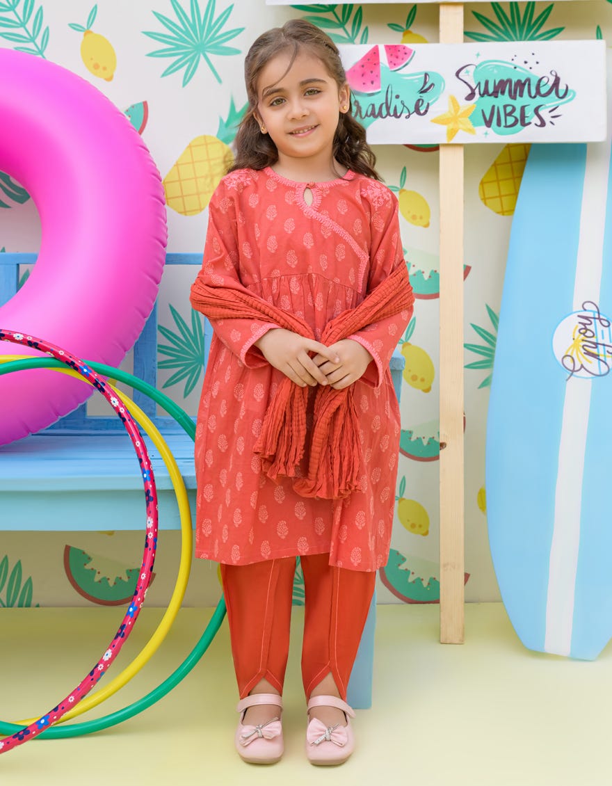 Red Lawn Girls 3 Piece Stitched | Jgkl-S-24-1515