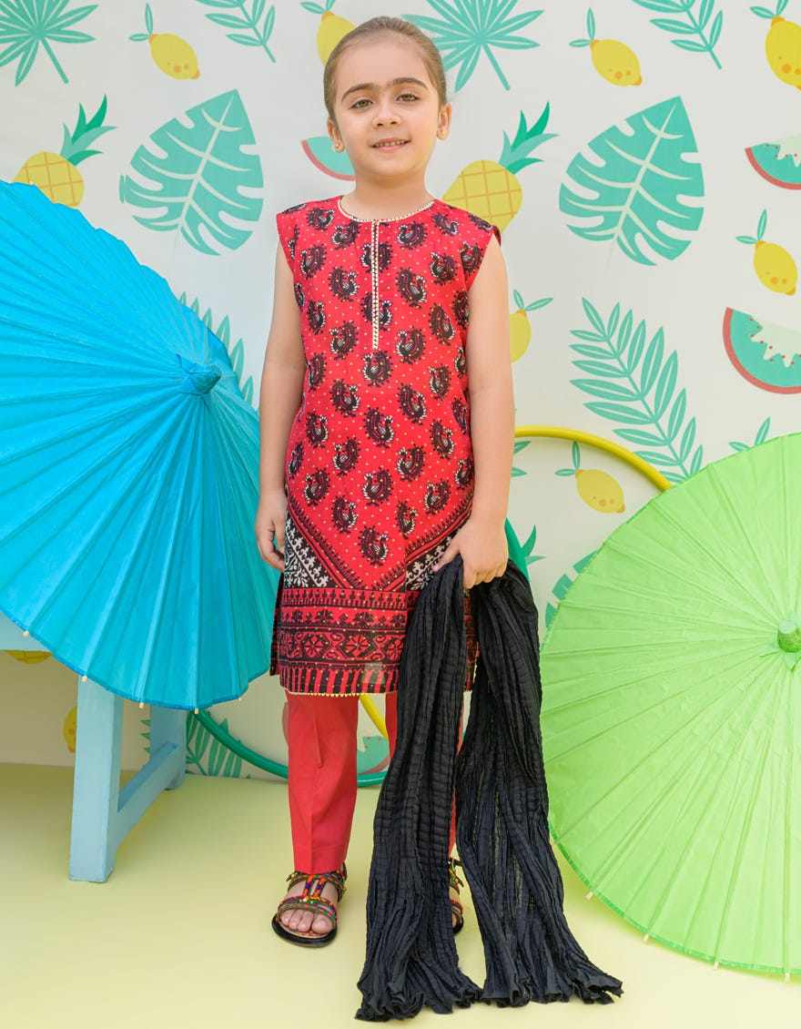 Red Lawn Girls 3 Piece Stitched | Jgkl-S-24-1519