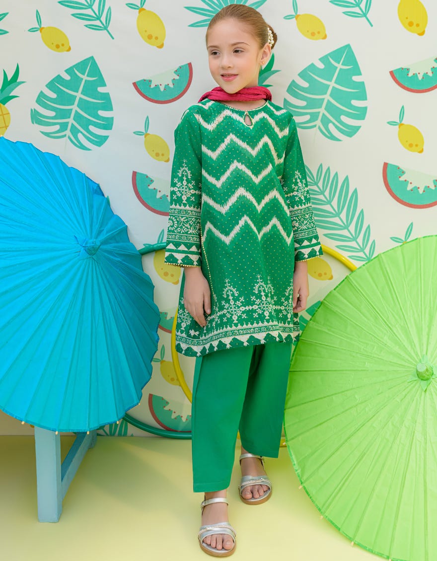 Green Lawn Girls 3 Piece Stitched | Jgkl-S-24-1522