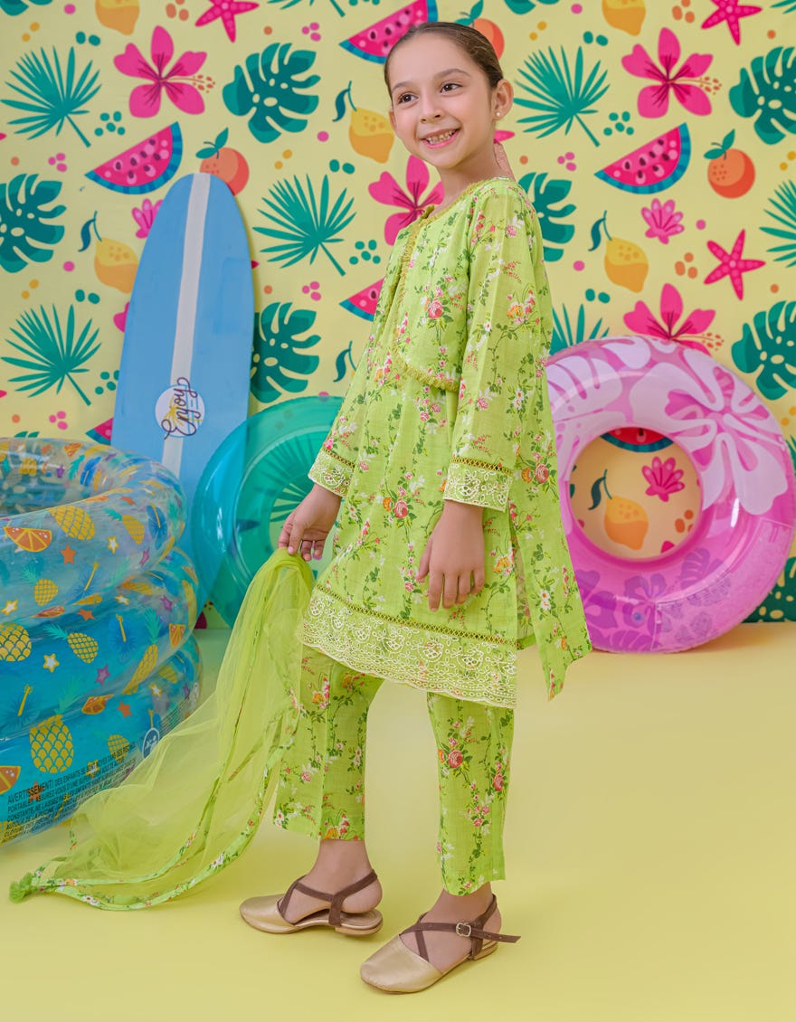 Green Lawn Girls 3 Piece Stitched | Jgkl-S-24-1527