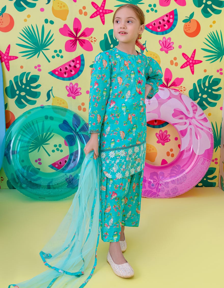 Blue Lawn Girls 3 Piece Stitched | Jgkl-S-24-1529