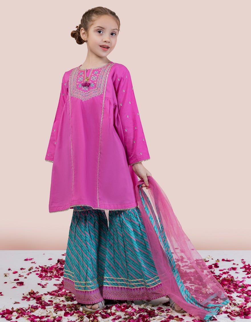 Pink Lawn Girls 3 Piece Stitched | Jgkl-S-24-1533
