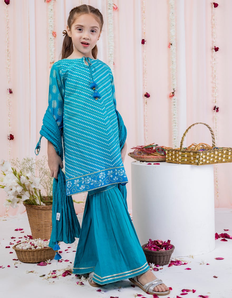 Blue Lawn Stitched 3 Piece | Jgkl-S-24-1539