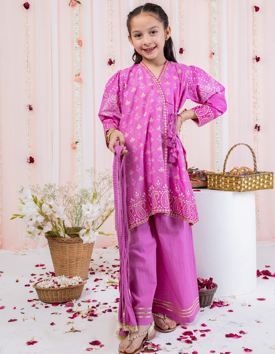 Pink Lawn Stitched 3 Piece | Jgkl-S-24-1540