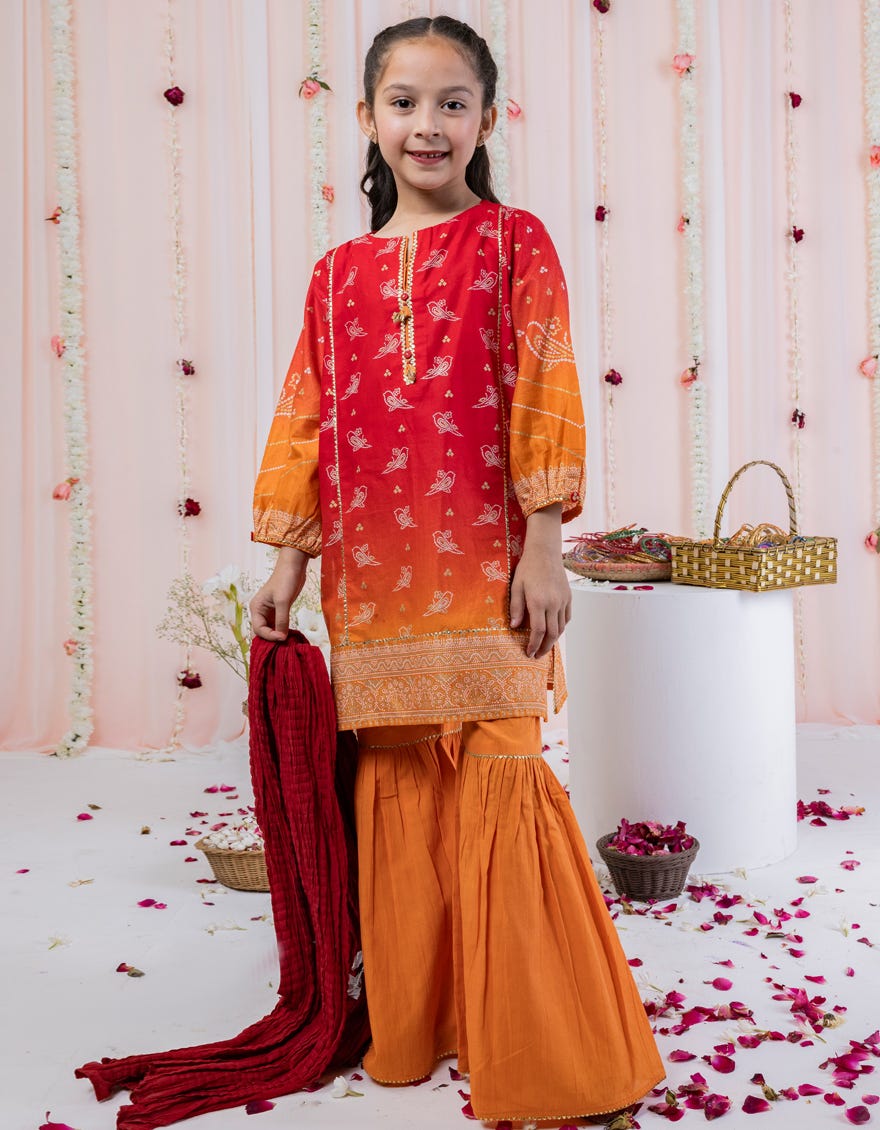 Red Lawn Stitched 3 Piece | Jgkl-S-24-1541