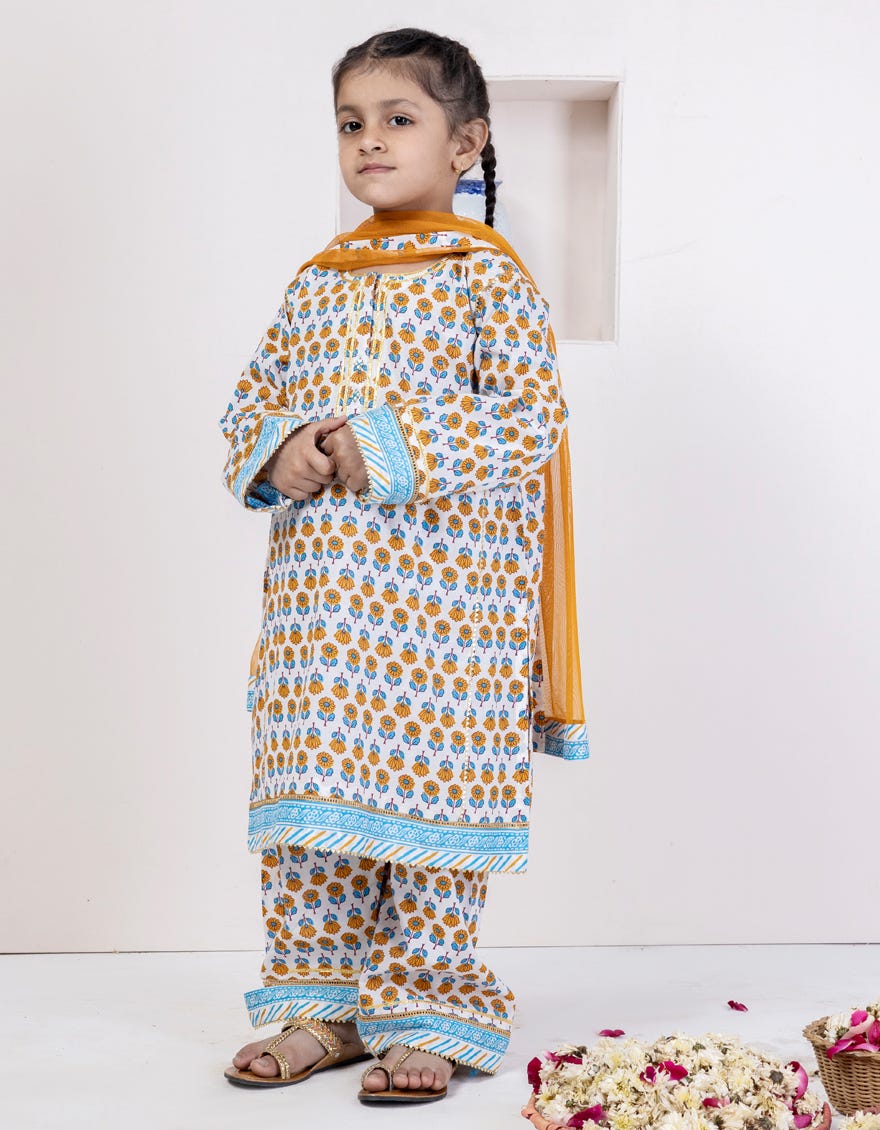 Multicolor Cambric Stitched 3 Piece | Jgkl-S-24-1546