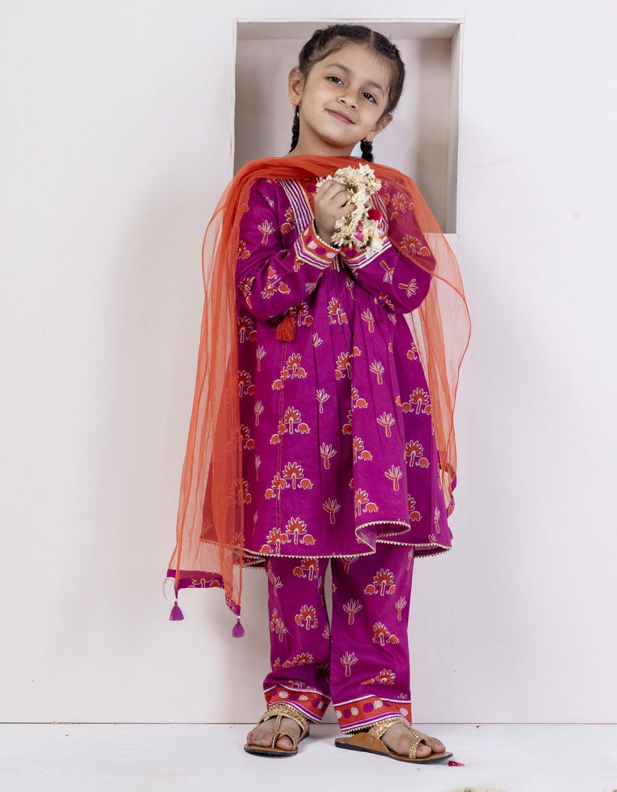 Pink Lawn Stitched 3 Piece | Jgkl-S-24-1547