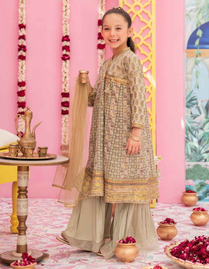 Beige Lawn Stitched 3 Piece | Jgkl-S-24-1558