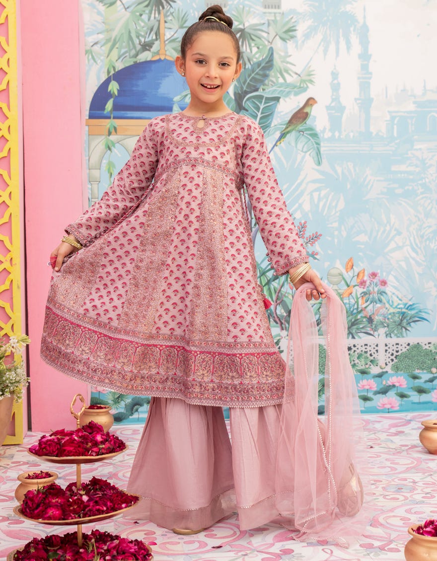 Pink Lawn Stitched 3 Piece | Jgkl-S-24-1559