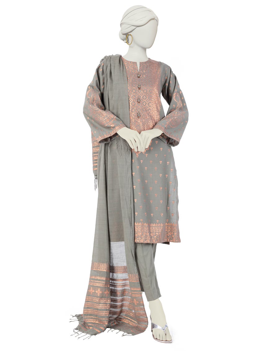 Green Jacquard 3 Piece Woven Stitched | Jlawn-S-24-155