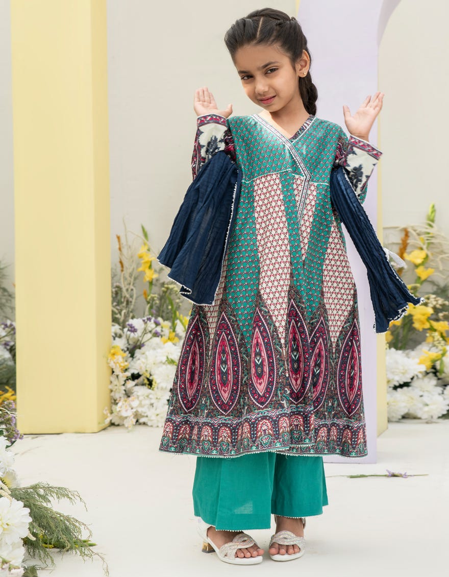 Green Lawn 3 Piece Stitched Dress | Jgkl-S-24-1563