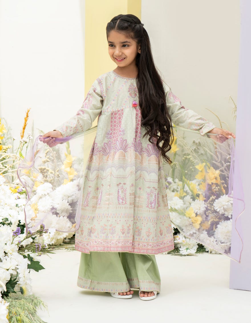 Green Lawn 3 Piece Stitched Dress | Jgkl-S-24-1567