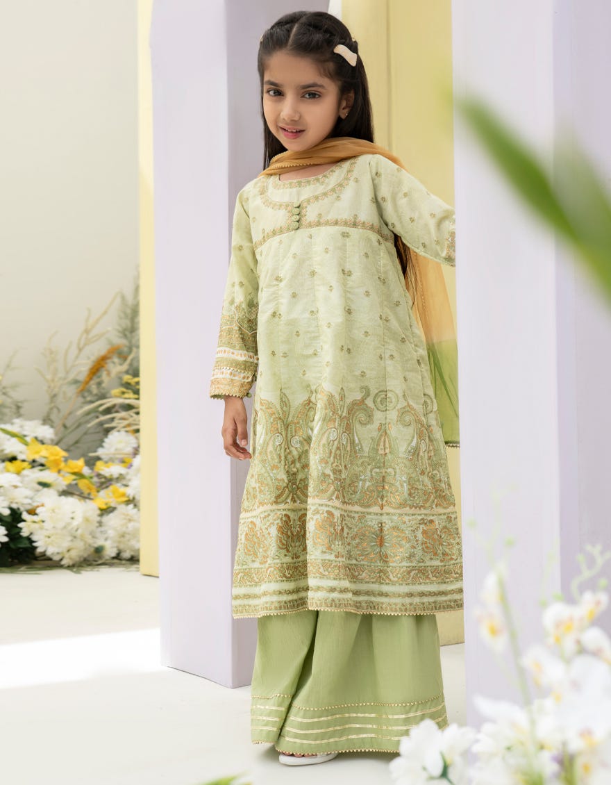 Green Lawn 3 Piece Stitched Dress | Jgkl-S-24-1568