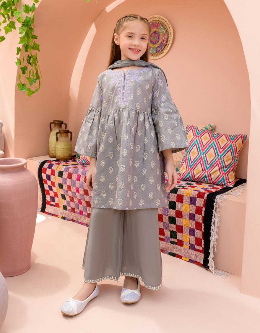 Grey Lawn 3 Piece Stitched Dress | Jgkl-S-24-1569