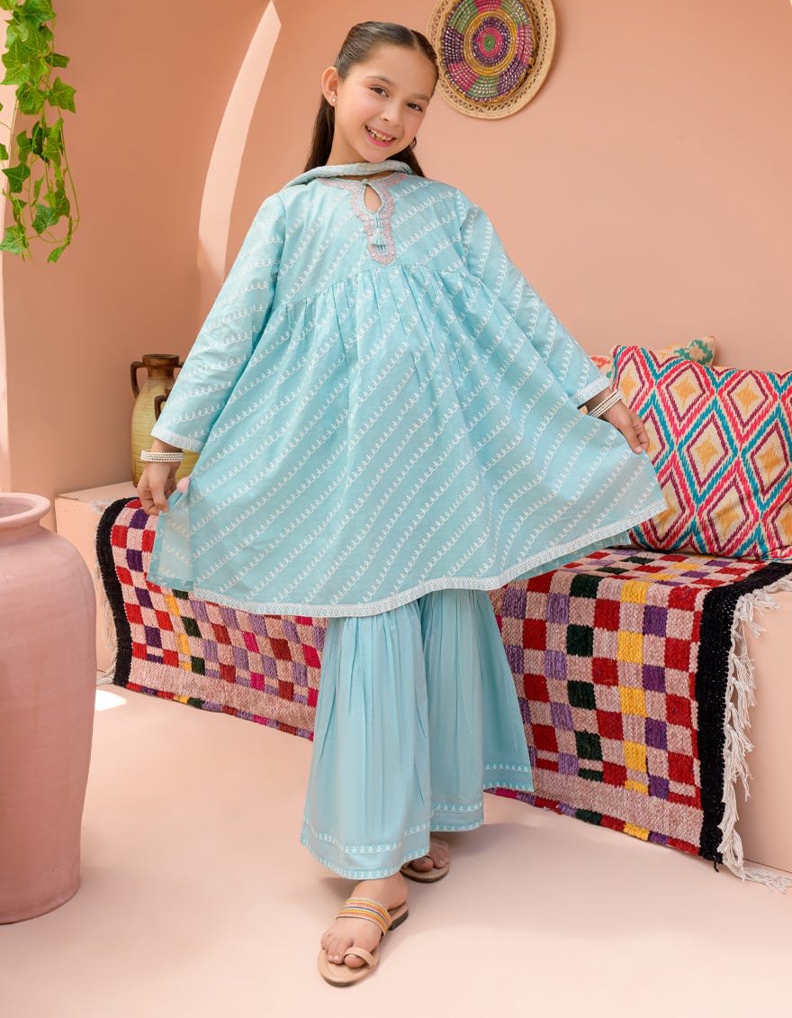 Blue Lawn 3 Piece Stitched Dress | Jgkl-S-24-1571