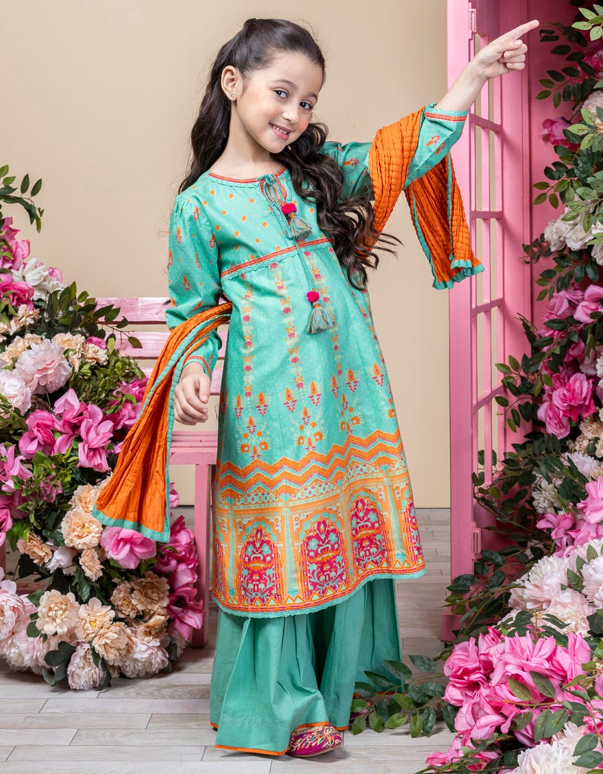 Green Lawn 3 Piece Stitched Dress | Jgkl-S-24-1580
