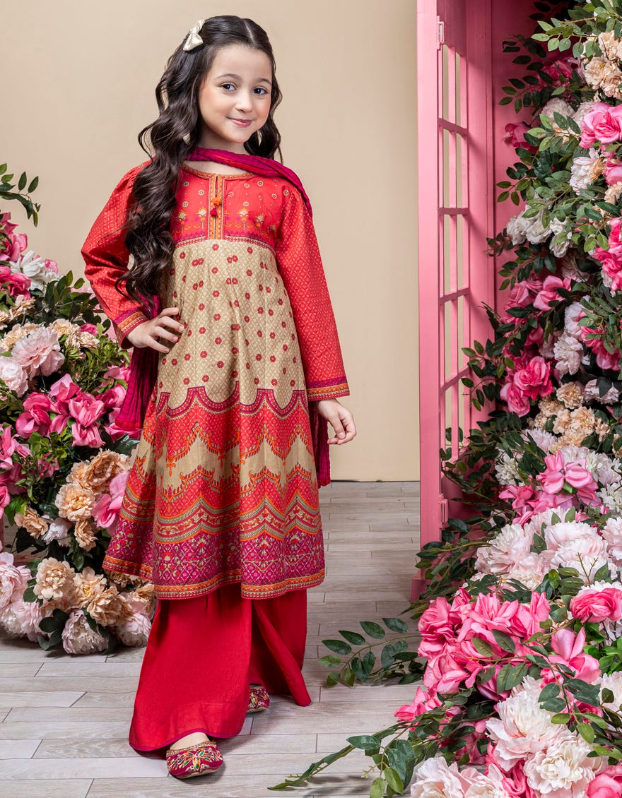Multicolor Lawn 3 Piece Stitched Dress | Jgkl-S-24-1581
