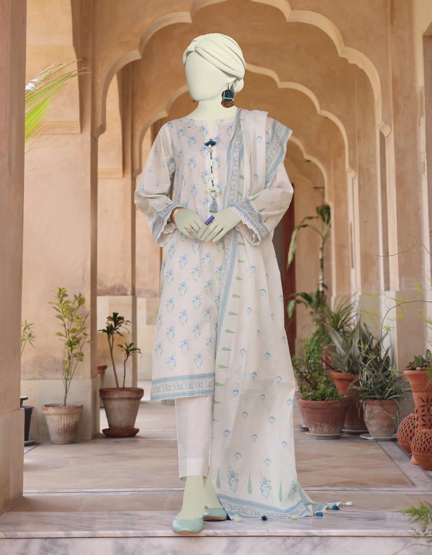 Off White Lawn Unstitched 3 Piece Dress | Jlawn-S-24-159