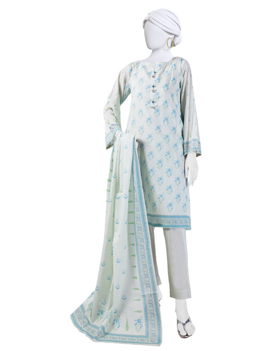 Off White Lawn 3 Piece Stitched Dress | Jlawn-S-24-159