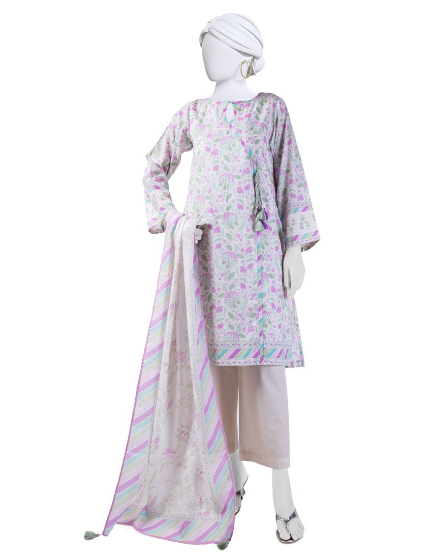 White Lawn 3 Piece Stitched Dress | Jlawn-S-24-161