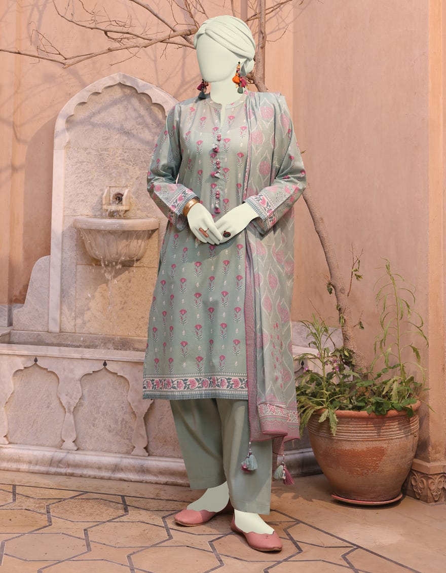 Green Lawn 3 Piece Unstitched | Jlawn-S-24-164