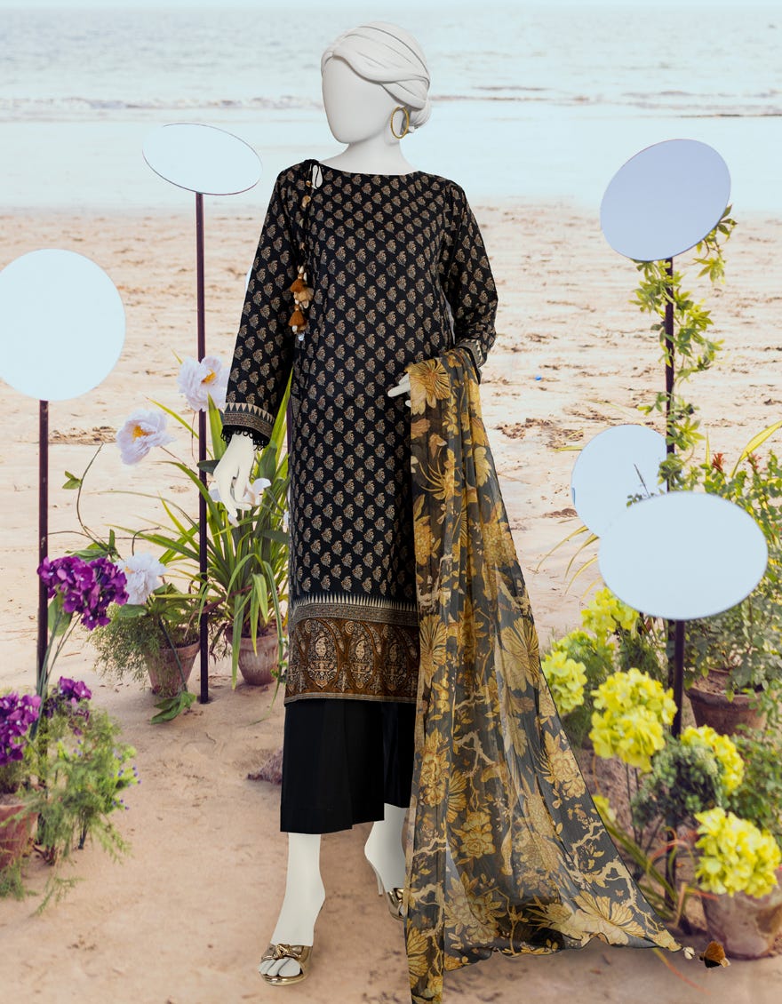 Black Lawn Unstitched 3 Piece Dress | Jlawn-S-24-166