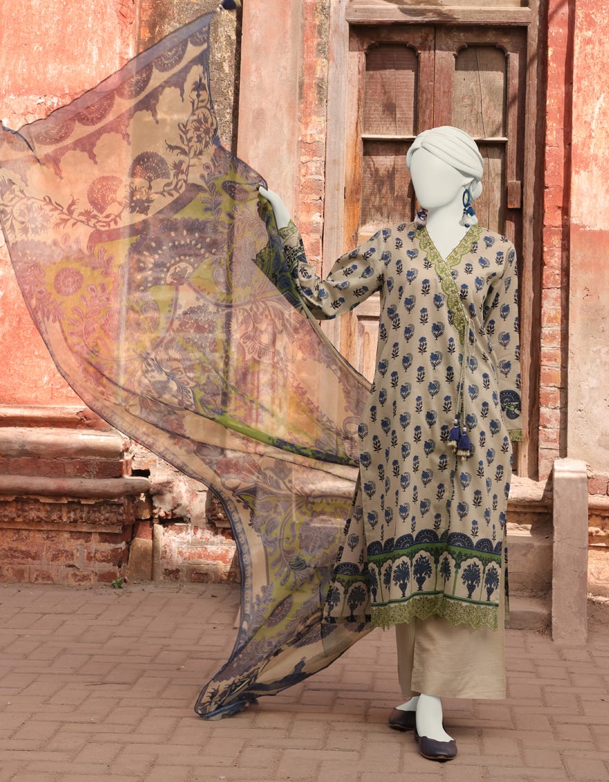 Cream Lawn Unstitched 3 Piece Dress | Jlawn-S-24-167