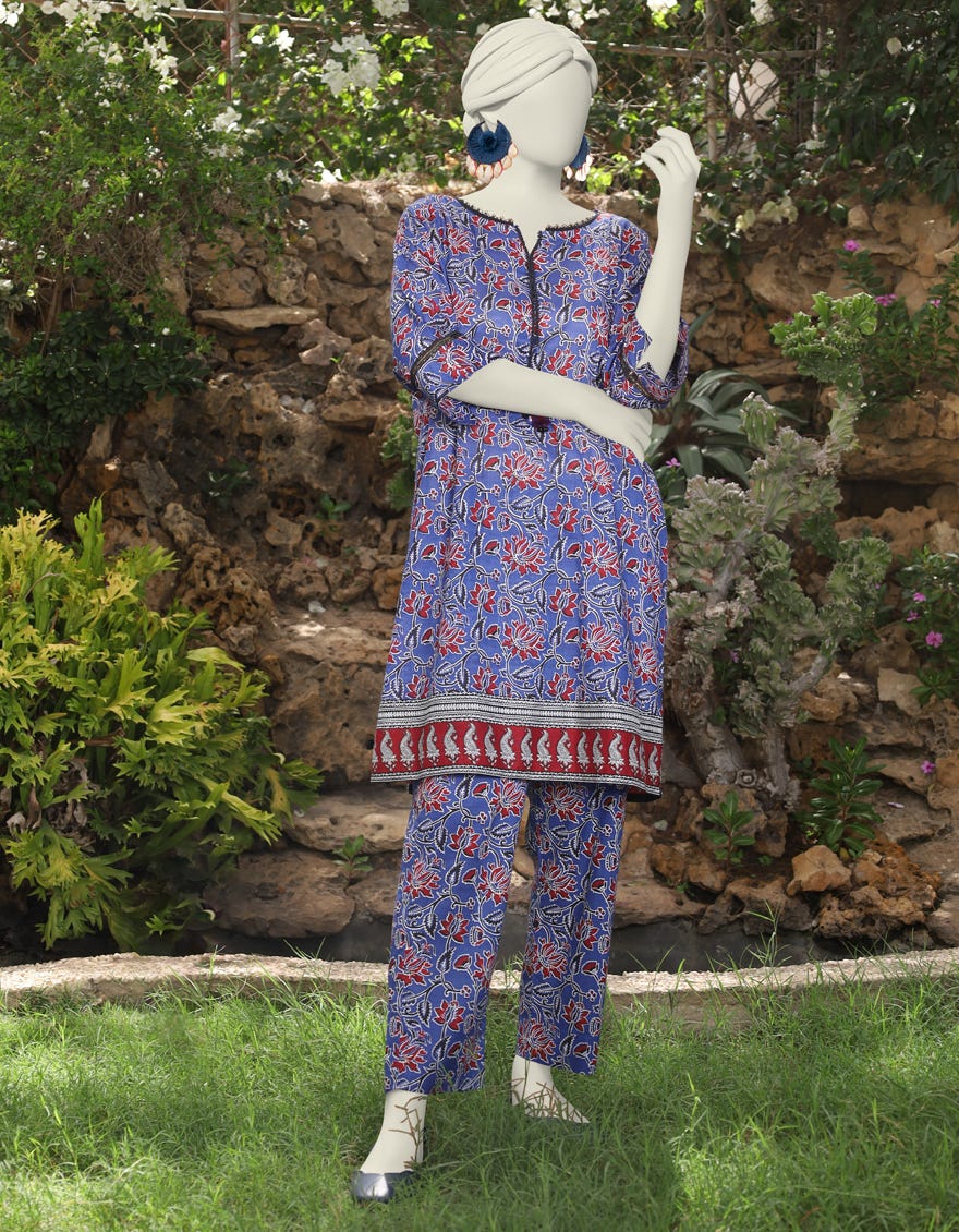 Blue Lawn 2 Piece Stitched Dress | Jlawn-S-Jst-24-1688