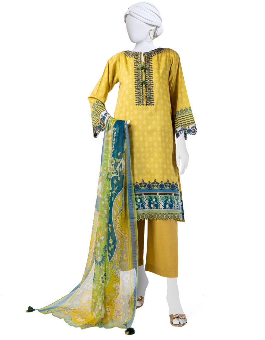 Mustard Lawn 3 Piece Stitched Dress | Jlawn-S-24-168