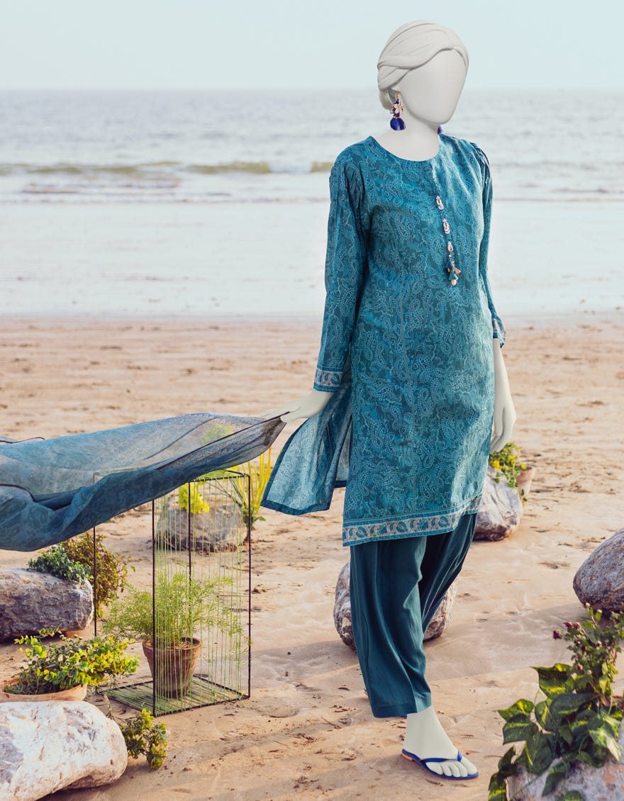 Teal Lawn Unstitched 3 Piece Dress | Jlawn-S-24-169
