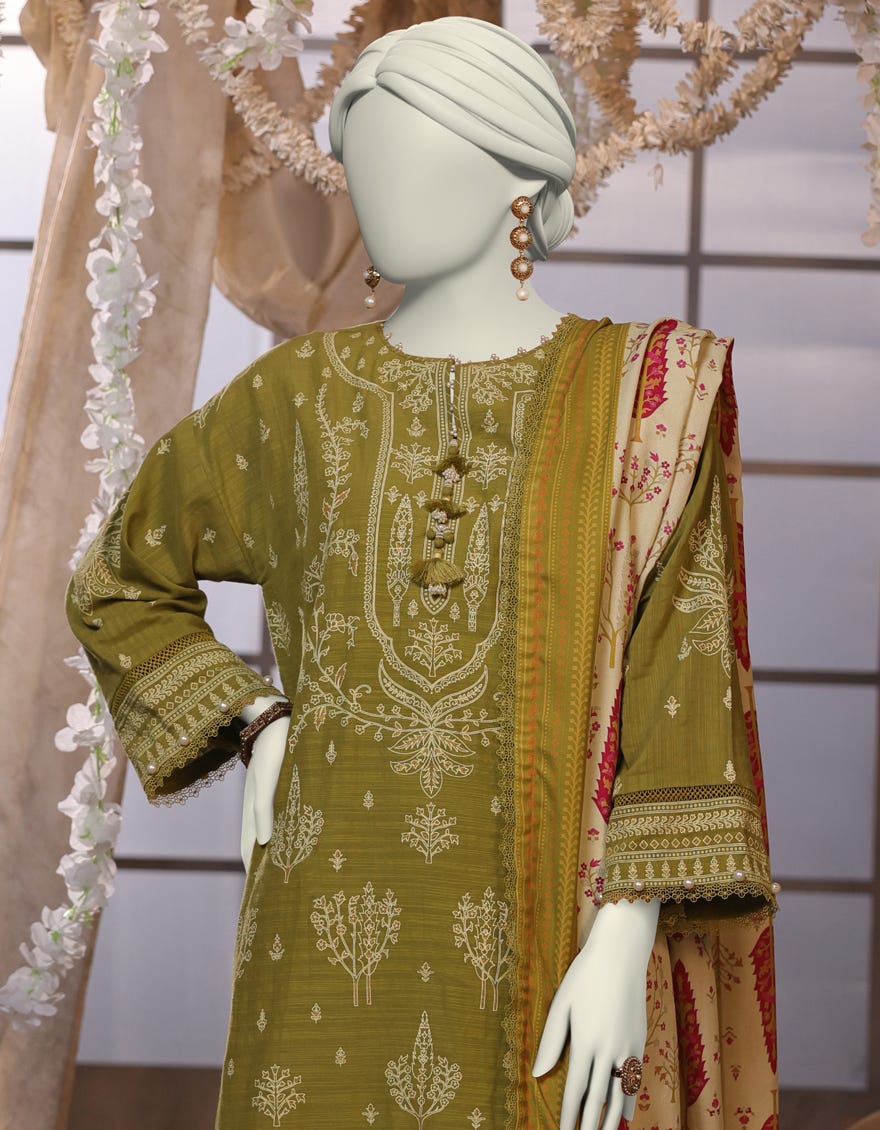 MULTICOLOR KHADDAR PRINTED UNSTITCHED 3PC