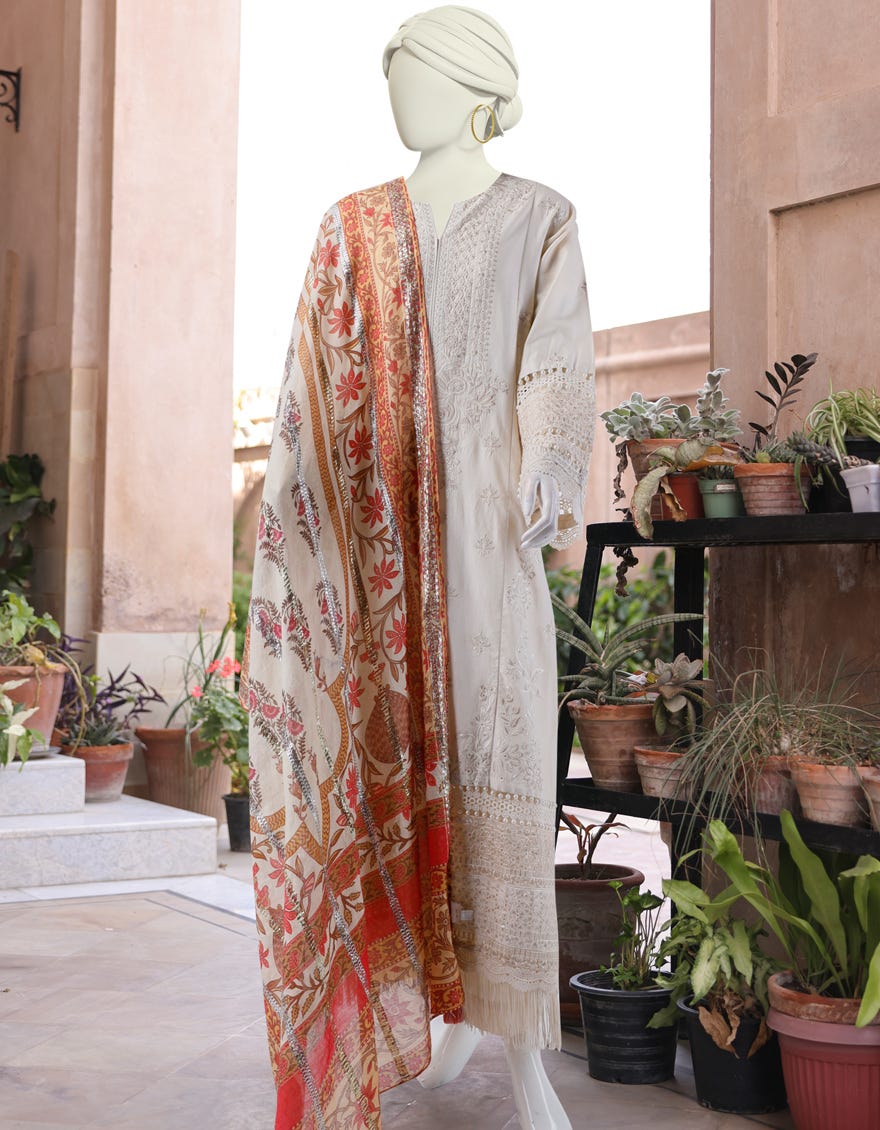 Beige Lawn 3 Piece Stitched Dress | Jlawn-S-24-171