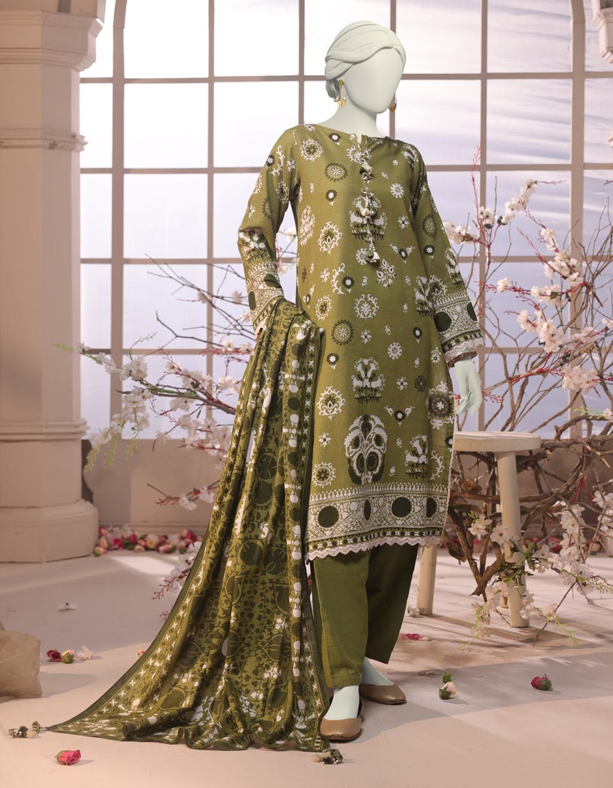 MULTICOLOR KHADDAR PRINTED UNSTITCHED 3PC
