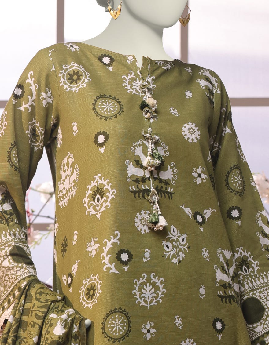 MULTICOLOR KHADDAR PRINTED UNSTITCHED 3PC