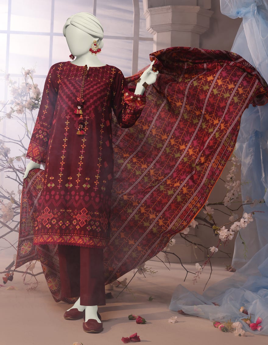 MULTICOLOR KHADDAR PRINTED UNSTITCHED 3PC