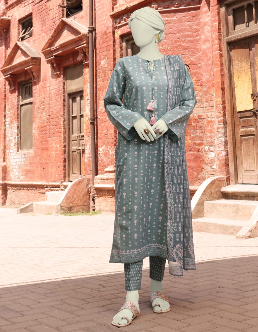 Green Lawn 3 Piece Stitched Dress | Jlawn-S-24-175