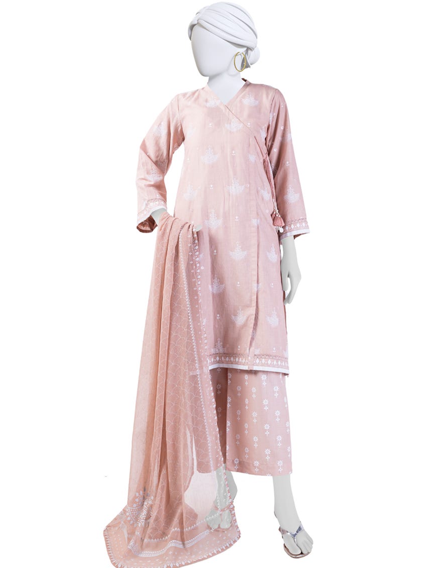 Pink Lawn 3 Piece Stitched Dress | Jlawn-S-24-176