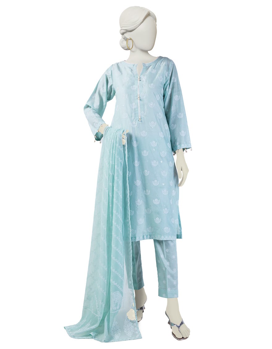 Green Lawn 3 Piece Stitched Dress | Jlawn-S-24-177