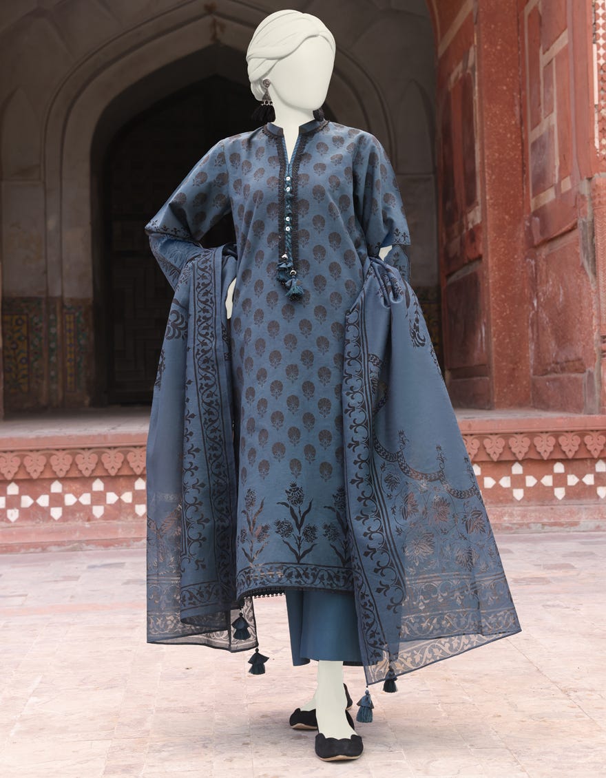 Blue Lawn 3 Piece Unstitched | Jlawn-S-24-179