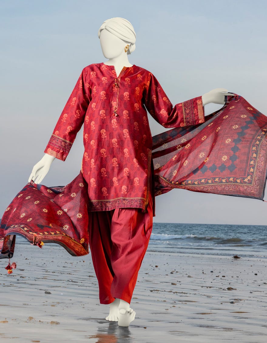 Red Lawn Unstitched 3 Piece Dress | Jlawn-S-24-180