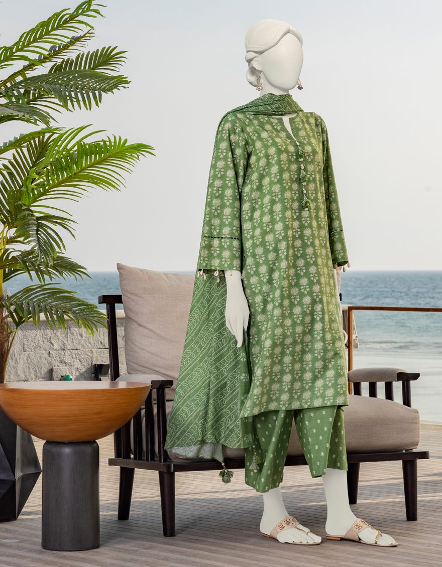 MULTICOLOR LAWN UNSTITCHED 3PC | JLAWN-S-24-187