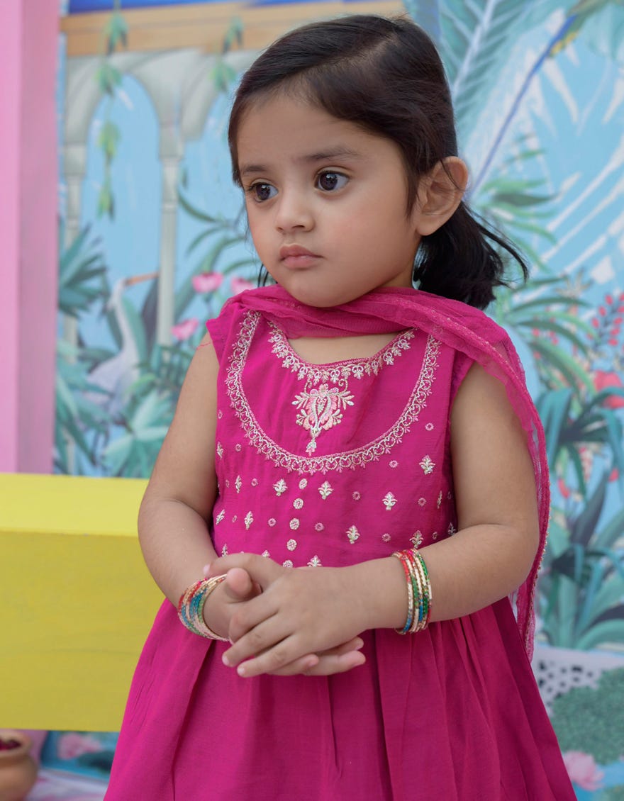 PINK POLYESTER COTTON STITCHED 3PC | JGK-S-24-1918