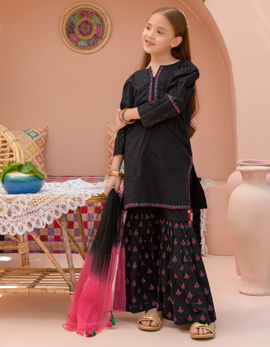 Black Lawn 3 Piece Stitched Dress | Jgk-S-24-1929